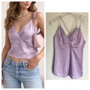 Lilac Satin Cami Top Size S Coquette Balletcore Y2K Feminine Going Out Tank